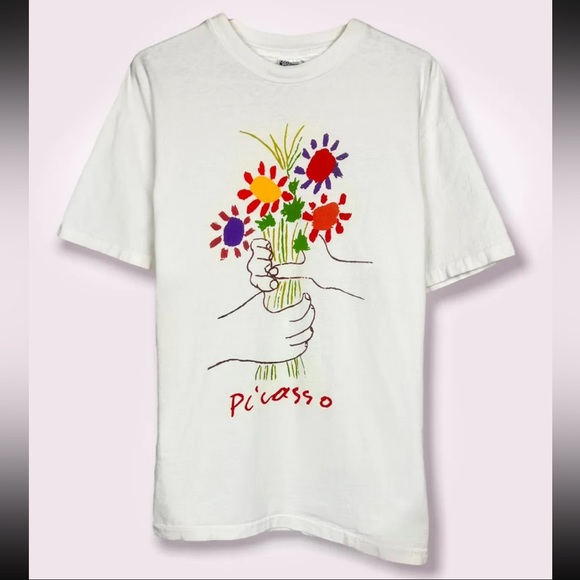 Hanes Other - Vintage 90s Picasso "Bouquet of Peace" Flower Art T-Shirt Men’s L Single Stitch